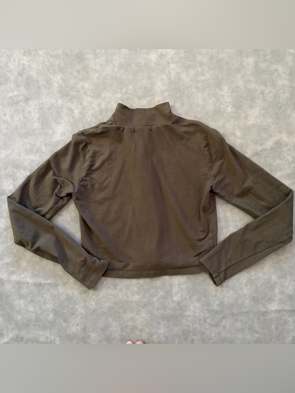 Garage olive green long sleeve cropped zip up sweater - Picture 7 of 12